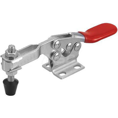 Manual Hold-Down Toggle Clamp: Horizontal, 500 lb Capacity, U-Bar, Flanged Base 65 ° Handle Movement, 90 ° Bar Opening, Plastic