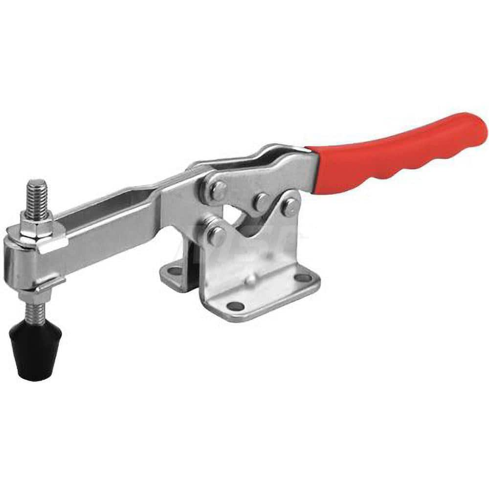 Manual Hold-Down Toggle Clamp: Horizontal, 750 lb Capacity, U-Bar, Flanged Base 50 ° Handle Movement, 85 ° Bar Opening, Plastic