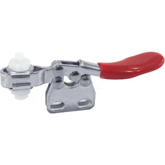 Manual Hold-Down Toggle Clamp: Horizontal, 60 lb Capacity, U-Bar, Straight Base 80 ° Handle Movement, 90 ° Bar Opening, Plastic