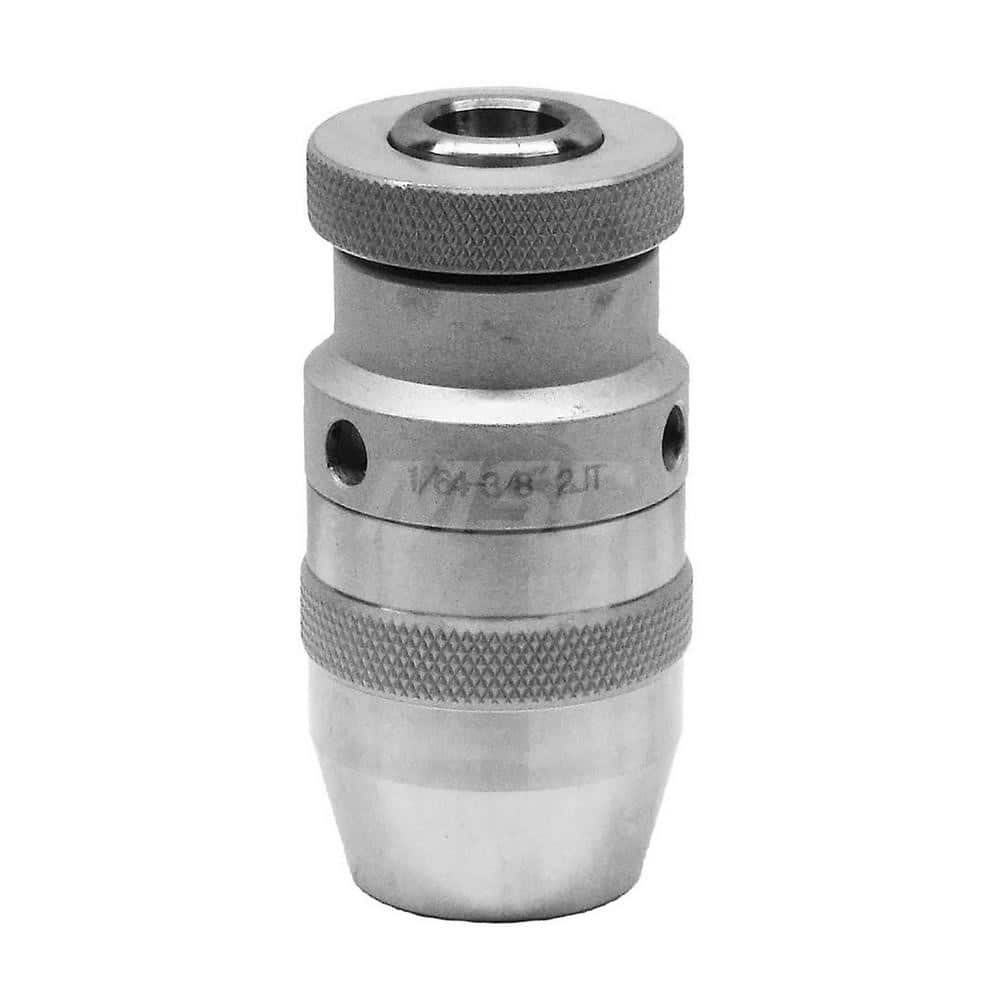 Drill Chuck: 1/64 to 3/8″ Capacity, Jacob Taper Mount, JT2 Keyless