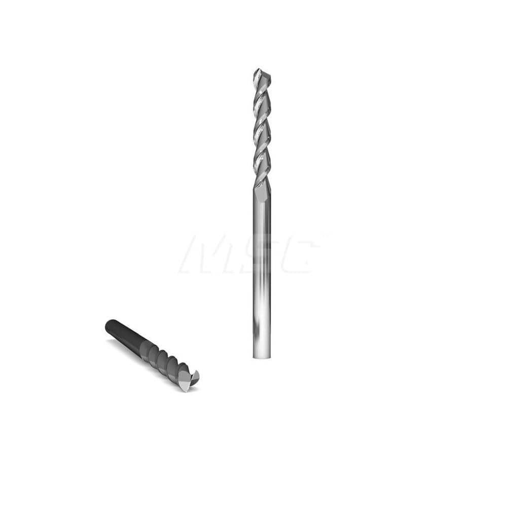 Square End Mill: 1'' Dia, 1-1/4'' LOC, 1'' Shank Dia, 5'' OAL, 2 Flutes, Solid Carbide Single End, ZrN Finish, Upcut Flute, 45 ° Helix, Centercutting, RH Cut, RH Flute, Series 2010