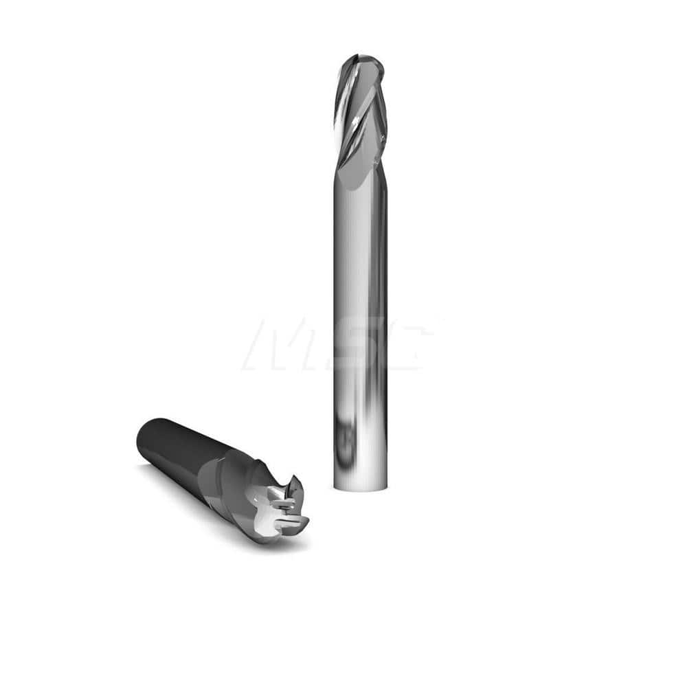 Ball End Mill: 1″ Dia, 4 Flute, Solid Carbide 4″ OAL, 1″ Shank Dia, 30 ° Helix, Uncoated, Single End, Series 237