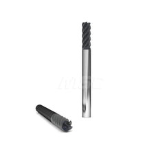 Square End Mill: 3/8'' Dia, 1/2'' LOC, 3/8'' Shank Dia, 2'' OAL, 5 Flutes, Solid Carbide Single End, AlTiN Finish, Upcut Flute, 45 ° Helix, Centercutting, RH Cut, RH Flute, Series 220