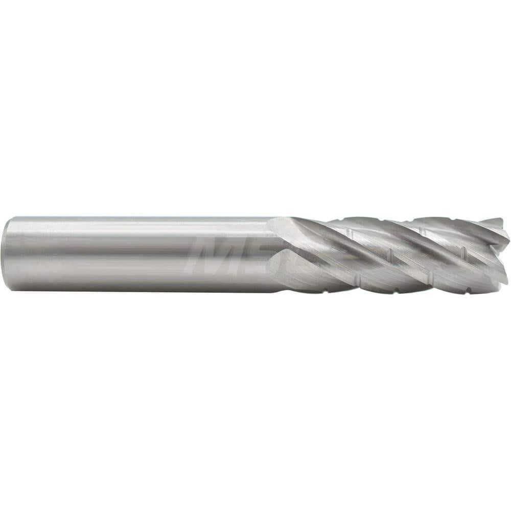 Corner Radius End Mill: 3/4″ Dia, 2-1/4″ LOC, 0.03″ Radius, 5 Flutes, Solid Carbide 5″ OAL, 3/4″ Shank Dia, 37 ° Helix, Bright/Uncoated, Corner Radius End, Centercutting, Series 1500