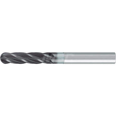 Ball End Mill: 0.125″ Dia, 4 Flute, Solid Carbide 2-1/4″ OAL, 1/8″ Shank Dia, 35 & 38 ° Helix, AlCr Coated, Single End, Series 3900L