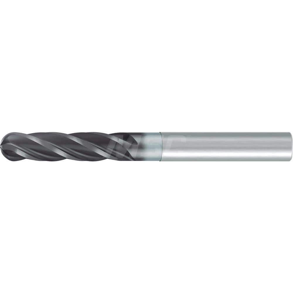 Ball End Mill: 1″ Dia, 3″ LOC, 4 Flute, Solid Carbide 6″ OAL, 1″ Shank Dia, 35 & 38 ° Helix, AlCr Coated, Single End, Series 3900L