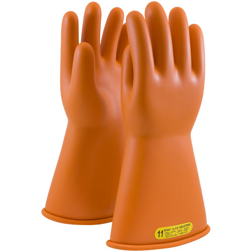 ‎147-2-14/7 - Novax - Natural Rubber Insulating Glove - Class 2 - 14″ - Orange - Straight Cuff - Exact Industrial Supply