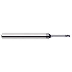 Square End Mill: 0.017'' Dia, 0.026'' LOC, 1/8'' Shank Dia, 2-1/2'' OAL, 3 Flutes, Solid Carbide Single End, AlTiN Finish, 30 ° Helix, Centercutting, RH Cut, RH Flute