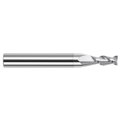 Square End Mill: 1/32'' Dia, 3/32'' LOC, 1/8'' Shank Dia, 1-1/2'' OAL, 2 Flutes, Solid Carbide Single End, TiB2 Finish, 45 ° Helix, Centercutting, RH Cut, RH Flute