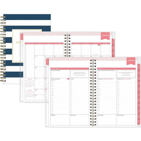 Daily/Monthly Planner: 210 Sheets Navy & White Cover