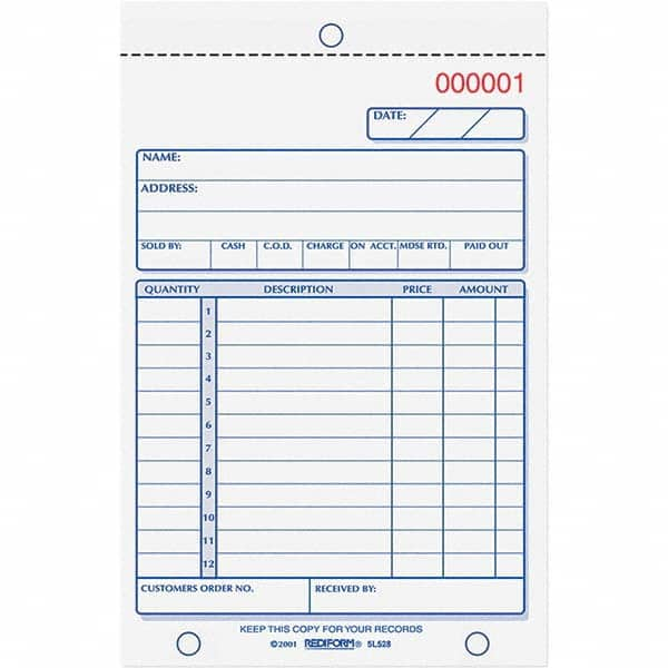 REDIFORM - Note Pads, Writing Pads & Notebooks Writing Pads & Notebook Type: Sales Order Book Size: 4-1/4 x 6-3/8 - A1 Tooling