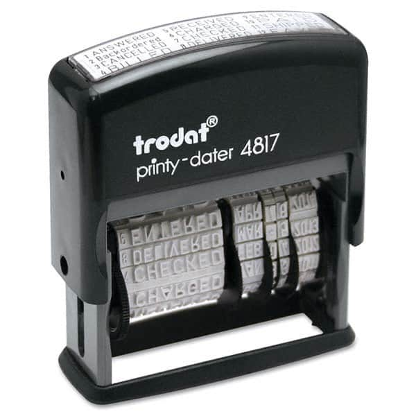 Trodat - Pre-inked Custom Stamps Type: Custom Stamp - 12 Message Dater Message: Date/Answered/Received/Entered/Backordered/Cancelled/Charged/PAID/Checked/Shipped/Billed/Delivered/Faxed - A1 Tooling