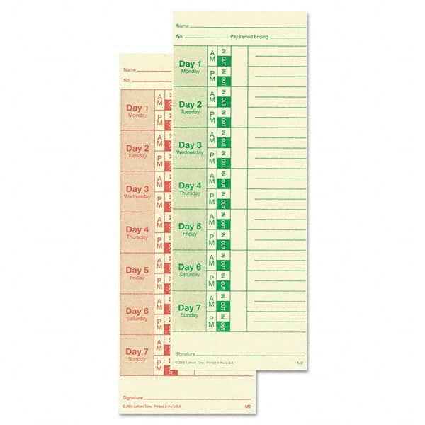 Lathem Time - Time Cards & Time Clock Accessories Type: Bi-Weekly/Weekly Time Cards For Use With: All Side Print Time Clocks - A1 Tooling