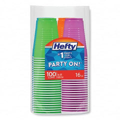 Hefty - Easy Grip Disposable Plastic Party Cups, 16 oz, Assorted, 100/Pack - A1 Tooling