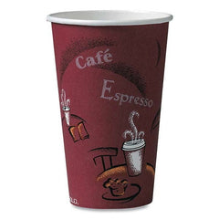 DART - Solo Bistro Design Hot Drink Cups, Paper, 16 oz, Maroon, 1000/Carton - A1 Tooling