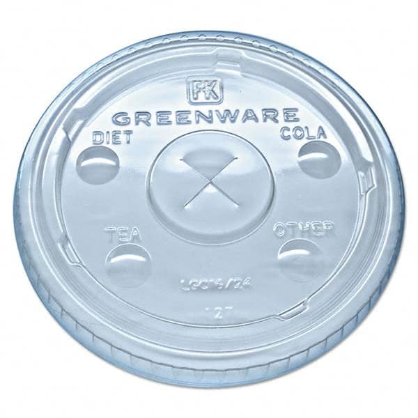 Fabri-Kal - Greenware Cold Drink Lids, Fits 16-18, 24 oz Cups, X-Slot, Clear, 1000/Carton - A1 Tooling