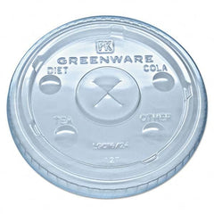 Fabri-Kal - Greenware Cold Drink Lids, Fits 16-18, 24 oz Cups, X-Slot, Clear, 1000/Carton - A1 Tooling