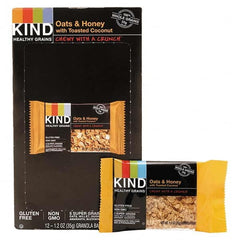 KIND - Snacks, Cookies, Candy & Gum Breakroom Accessory Type: Granola Bars Breakroom Accessory Description: Healthy Grains Bar, Oats and Honey with Toasted Coconut, 1.2 oz, 12/Box - A1 Tooling