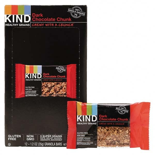 KIND - Snacks, Cookies, Candy & Gum Breakroom Accessory Type: Granola Bars Breakroom Accessory Description: Healthy Grains Bar, Dark Chocolate Chunk, 1.2 oz, 12/Box - A1 Tooling