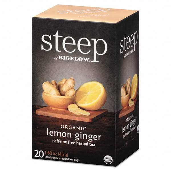 Bigelow - Coffee, Tea & Accessories Breakroom Accessory Type: Tea Bags Breakroom Accessory Description: Steep Tea, Lemon Ginger, 1.6 oz Tea Bag, 20/Box - A1 Tooling