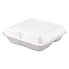 DART - Carryout Food Container, Foam, 3-Comp, White, 8 x 7 1/2 x 2 3/10, 200/Carton - A1 Tooling