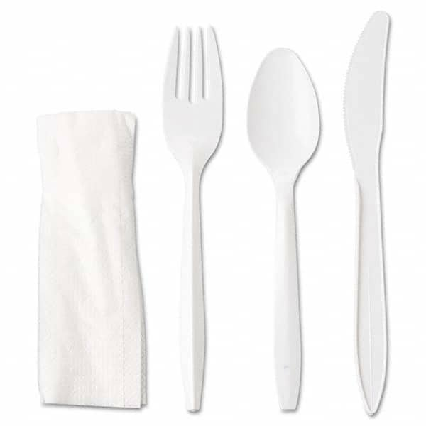 GEN - Wrapped Cutlery Kit, Fork/Knife/Spoon/Napkin, White, 250/Carton - A1 Tooling