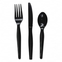 Boardwalk - Three-Piece Cutlery Kit, Fork/Knife/Teaspoon, Heavyweight, Black, 250/Carton - A1 Tooling