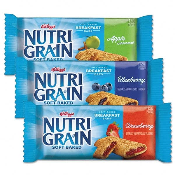 Kellogg's - Snacks, Cookies, Candy & Gum Breakroom Accessory Type: Cereal Bar Breakroom Accessory Description: Nutri-Grain Cereal Bars, Asstd: Apple, Blueberry, Strawberry, 1.3oz Bar, 48/Ctn - A1 Tooling