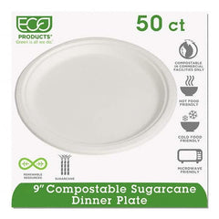 ECO PRODUCTS - Renewable & Compostable Sugarcane Plates, 9", 50/PK - A1 Tooling