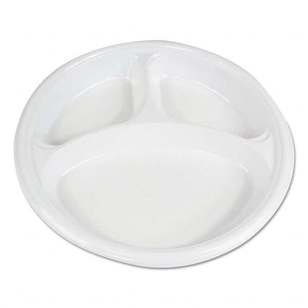 Boardwalk - Hi-Impact Plastic Dinnerware, Plate, 10" Diam, 3 Compartments, White, 500/Carton - A1 Tooling