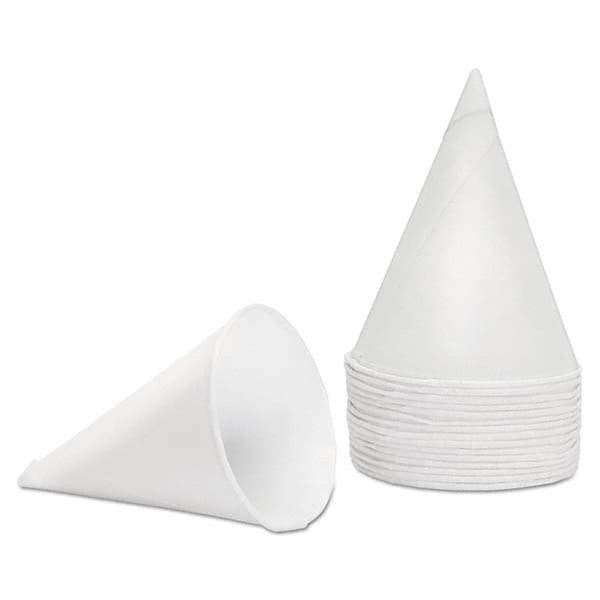 Konie - Rolled Rim, Poly Bagged Paper Cone Cups, 4.5 oz, White, 5000/Carton - A1 Tooling