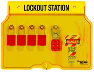 Padllock Wall Station - 12-1/4 x 16 x 1-3/4''-With (4) 1106 Aluminum Padlocks - A1 Tooling