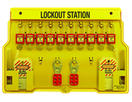 Padllock Wall Station - 15-1/2 x 22 x 1-3/4''-With (10) Xenoy Padlocks - A1 Tooling
