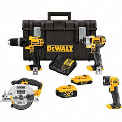 DeWALT - Cordless Tool Combination Kits Voltage: 20 Tools: Hammer Drill; 1/4" Impact Driver; 6-1/2" Circular Saw; Work Light - A1 Tooling