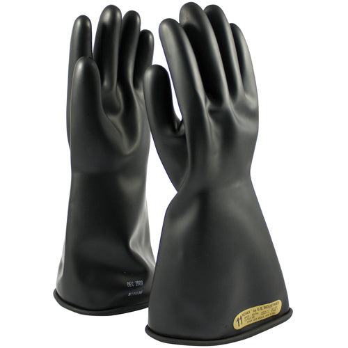 ‎150-00-14/11 - Novax - Natural Rubber Insulating Glove - Class 00 - 14″ - Black - Straight Cuff - Exact Industrial Supply