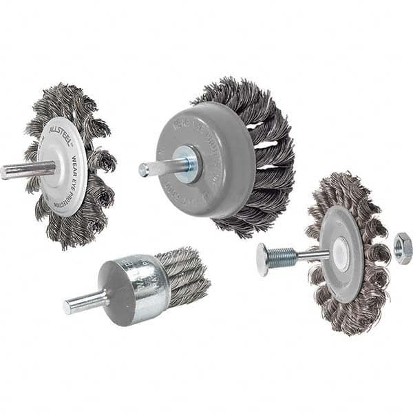 WALTER Surface Technologies - 3" OD, 1/4" Arbor Hole, Knotted Steel Wheel Brush - A1 Tooling