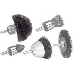 WALTER Surface Technologies - 2-3/8" Diam 1/4 Shank Stainless Steel Fill Cup Brush - A1 Tooling