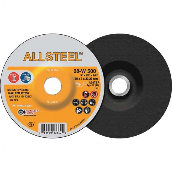 WALTER Surface Technologies - Depressed-Center Wheels Wheel Diameter (Inch): 5 Wheel Thickness (Inch): 1/4 - A1 Tooling