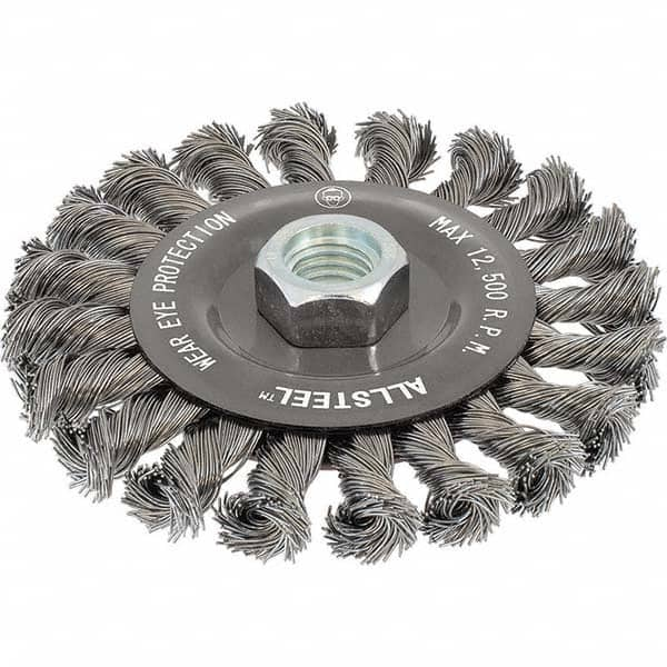 WALTER Surface Technologies - 6" OD, 5/8-11 Arbor Hole, Knotted Steel Wheel Brush - A1 Tooling