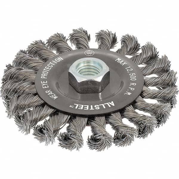 WALTER Surface Technologies - 4-1/2" OD, 5/8-11 Arbor Hole, Knotted Steel Wheel Brush - A1 Tooling