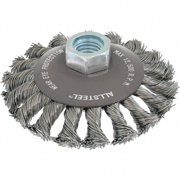 WALTER Surface Technologies - 5" OD, 5/8-11 Arbor Hole, Knotted Steel Wheel Brush - A1 Tooling