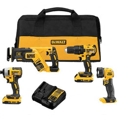 DeWALT - Cordless Tool Combination Kits Voltage: 20 Tools: Brushless 1/2" Cordless Drill/Driver; Brushless 1/4" Cordless Impact Driver; Brushless Cordless Compact Reciprocating Saw; Cordless LED Work Light - A1 Tooling