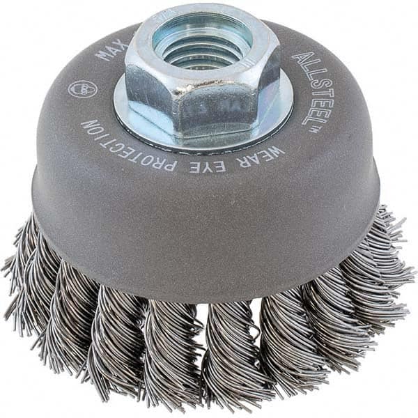 WALTER Surface Technologies - 3" Diam 5/8-11 Threaded Arbor Steel Fill Cup Brush - A1 Tooling