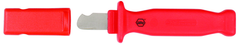 Insulated Electricians Cable Stripping Knife 35mm Blade Length; Hooked cutting edge. Cover included. - A1 Tooling