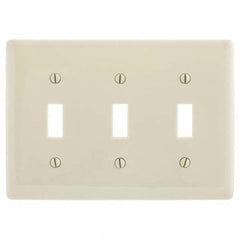 Wall Plates; Wall Plate Type: Switch Plates; Color: Light Almond; Wall Plate Configuration: Toggle Switch; Material: Thermoplastic; Shape: Rectangle; Wall Plate Size: Standard; Number of Gangs: 3; Overall Length (Inch): 4.6300; Overall Width (Decimal Inch