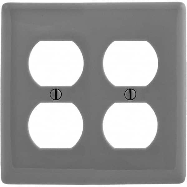 Wall Plates; Wall Plate Type: Outlet Wall Plates; Color: Gray; Wall Plate Configuration: Duplex Outlet; Material: Thermoplastic; Shape: Rectangle; Wall Plate Size: Standard; Number of Gangs: 2; Overall Length (Inch): 4.6300; Overall Width (Decimal Inch):