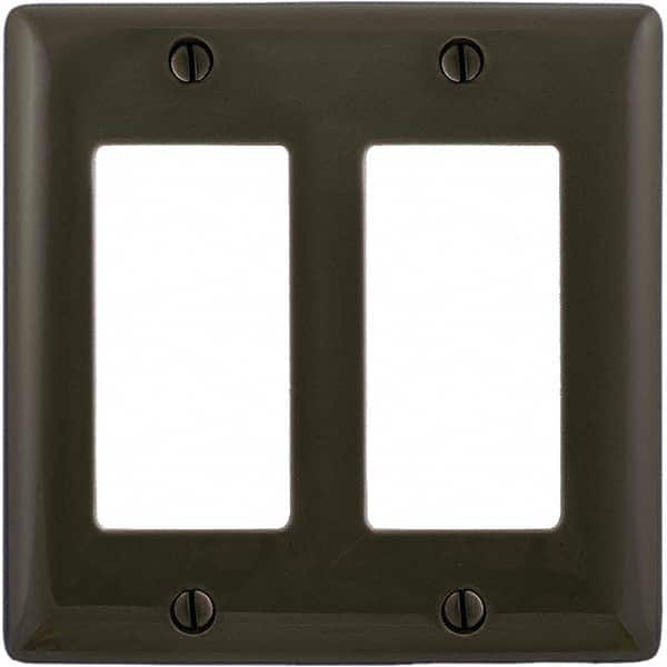 Wall Plates; Wall Plate Type: Outlet Wall Plates; Color: Brown; Wall Plate Configuration: GFCI/Surge Receptacle; Material: Thermoplastic; Shape: Rectangle; Wall Plate Size: Standard; Number of Gangs: 2; Overall Length (Inch): 4.6300; Overall Width (Decima