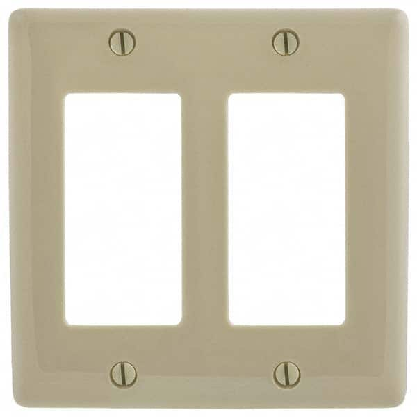 Wall Plates; Wall Plate Type: Outlet Wall Plates; Color: Ivory; Wall Plate Configuration: GFCI/Surge Receptacle; Material: Thermoplastic; Shape: Rectangle; Wall Plate Size: Standard; Number of Gangs: 2; Overall Length (Inch): 4.6300; Overall Width (Decima