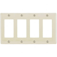 Wall Plates; Wall Plate Type: Outlet Wall Plates; Color: Light Almond; Wall Plate Configuration: GFCI/Surge Receptacle; Material: Thermoplastic; Shape: Rectangle; Wall Plate Size: Standard; Number of Gangs: 4; Overall Length (Inch): 4.6300; Overall Width