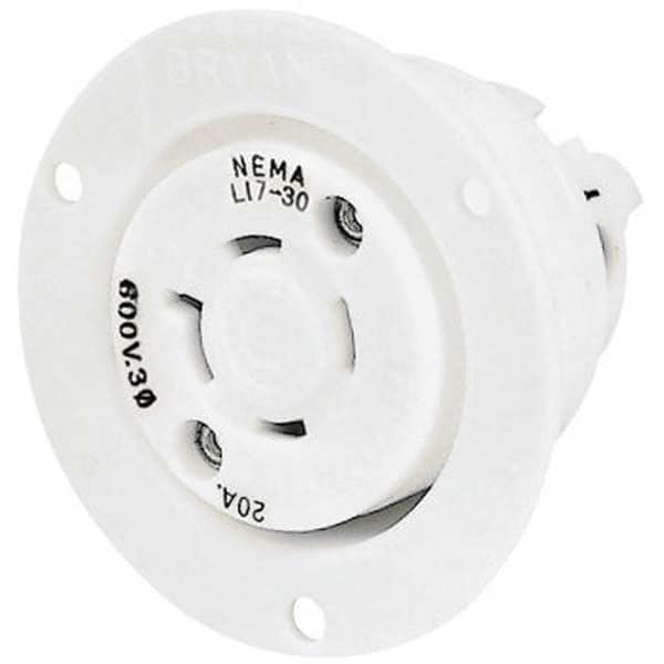 Twist Lock Receptacles; Receptacle/Part Type: Receptacle; Gender: Female; NEMA Configuration: L17-30R; Flange Style: Flanged; Amperage: 30 A; Number Of Poles: 3; Number Of Wires: 4; Maximum Cord Diameter: 29.20 mm; Resistance Features: Impact-Resistant; N